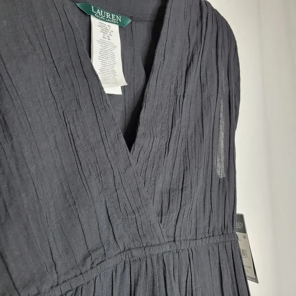 Lauren by Ralph Lauren Crushed Farrah Swim Cover-Up Dress Black NWT Size XS_6